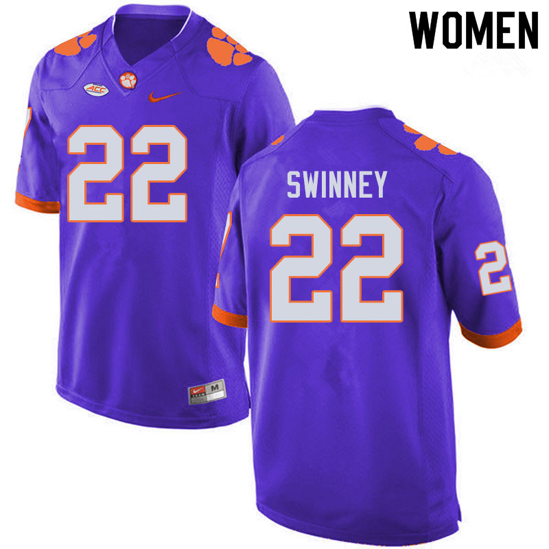Women #22 Will Swinney Clemson Tigers College Football Jerseys Sale-Purple